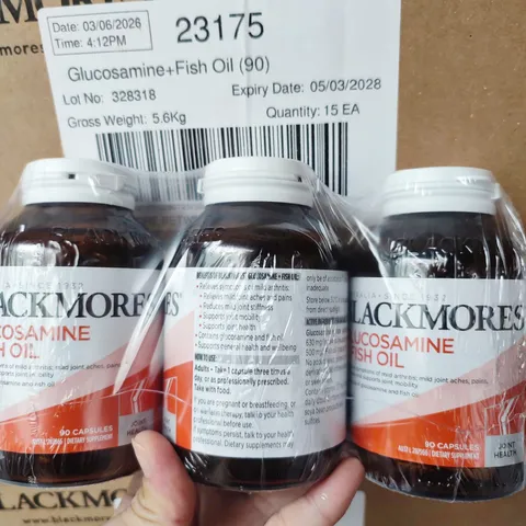 Viên uống Blackmores Glucosamine + Fish Oil |90 viên| Tác động cộng hưởng hướng đến hệ xương khớp/Hệ tim mạch/thần kinh & Kháng viêm toàn thân [S/P Chuẩn Úc]