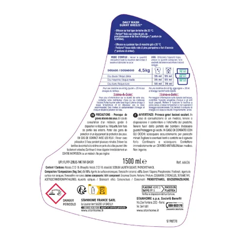 Nước giặt dịu nhẹ cho cả gia đình  phù hợp với làn da nhạy cảm và trẻ nhỏ Stanhome Daily Wash 1500ml