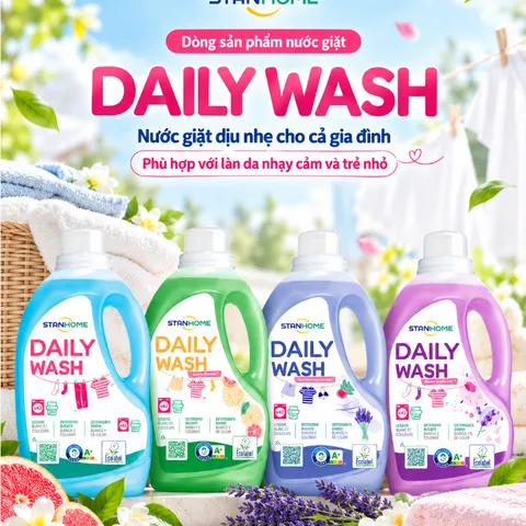 Nước giặt dịu nhẹ cho cả gia đình  phù hợp với làn da nhạy cảm và trẻ nhỏ Stanhome Daily Wash 1500ml