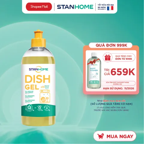 Gel rửa bát đậm đặc chuyên dụng cho máy rửa bát All in One Stanhome DISH GEL 500ml - nhập khẩu Pháp