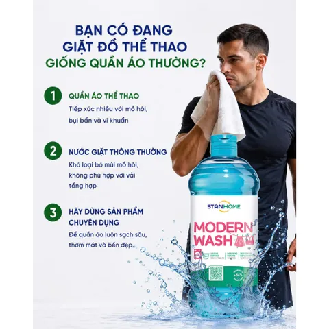 Nước giặt đậm đặc khử mùi chuyên dụng cho đồ thể thao  Stanhome Modern Wash 750ml