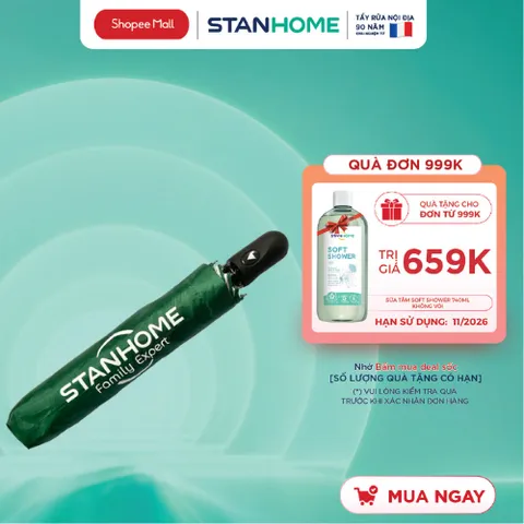 Ô dù cầm tay che mưa đi nắng 8 nan mở tự động gấp nhỏ gọn cầm tay in logo thương hiệu Stanhome