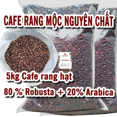 Combo 5kg cà phê hạt rang mộc, cà phê hạt, cà phê hạt nguyên chất, cafe hạt, cà phê hạt giá sỉ