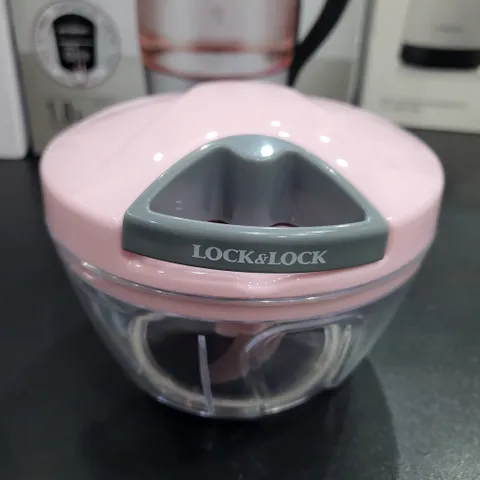 Máy xay tỏi ớt mini cầm tay LocknLock Lưỡi Xay Bén Dễ Vệ Sinh Màu Hồng 400ml CKS308PIK 878336