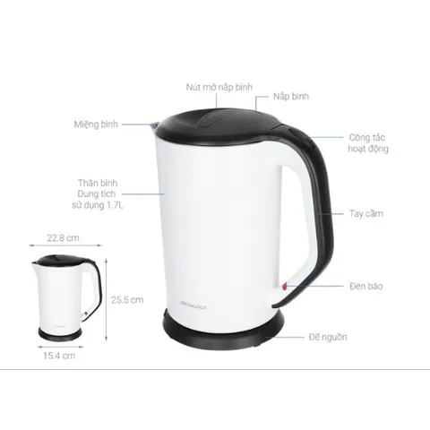 Bình đun siêu tốc LocknLock 1.7 lít EJK738WHT