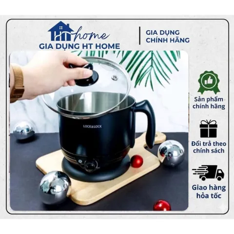 NỒI LẨU ĐIỆN ĐA NĂNG, CA NẤU MÌ MINI LOCK&LOCK Multi Pot 1.2L EJP316BLK