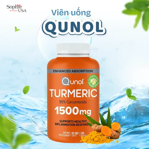 (HỎA TỐC) VIÊN UỐNG TINH CHẤT NGHỆ QUNOL TURMERIC 1500MG 220 VIÊN HÀNG MỸ