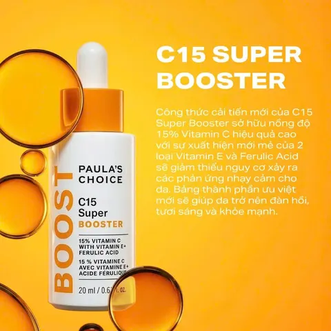 Tinh chất làm sáng da, mờ thâm nám và giảm nếp nhăn chứa 15% Vitamin Paula's choice C15 Super Booster-chính hãng nhập khẩu