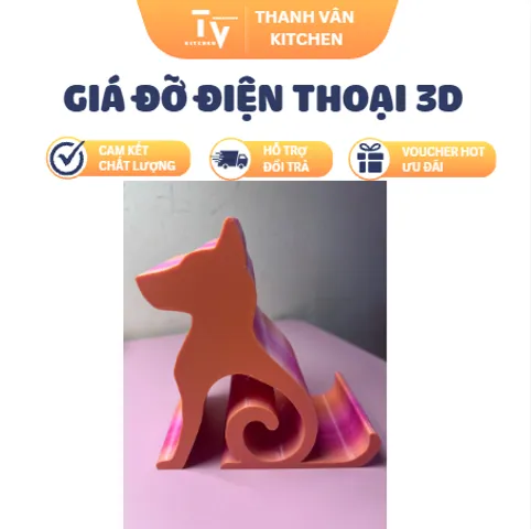 Giá Đỡ Điện Thoại Hình Chú Chó In 3D Đa Sắc – Khắc Tên Theo Yêu Cầu, Decor Bàn Làm Việc Độc Đáo