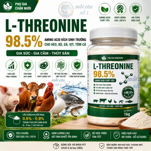 L-Threonine 98.5% - amino acid kích sinh trưởng cho heo, bò, gà, vịt, tôm cá | gia súc, gia cầm, thủy sản