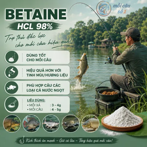 Betaine HCl 98% - Kích ăn mạnh, cải thiện khả năng hấp thụ dinh dưỡng, Tăng sức đề kháng trong chăn nuôi, thủy sản