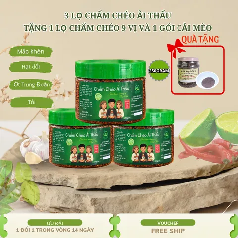 [ Mua 3 Tặng 2 ] 3 Lọ Chẩm Chéo Ải Thẩu 250G Tặng Kèm 1 Lọ Chẩm Chéo 9 Vị 300G Và 1 Gói Cải Mèo Mộc Châu
