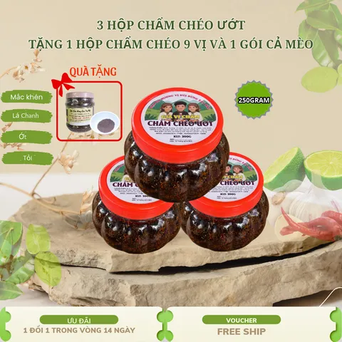 [ Mua 3 Tặng 1 ]  3 Lọ Chẩm Chéo Ướt 300G Tặng Kèm 1 Lọ Chẩm Chéo 9 Vị 300G Và 1 Gói Cải Mèo Mộc Châu
