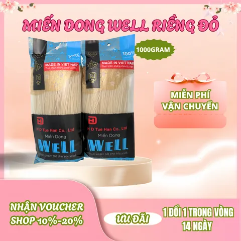 Miến dong riềng đỏ tự nhiên sợi nhỏ - Gói 500Gram [WELL]