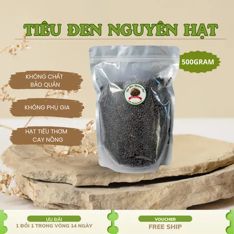 Tiêu đen nguyên hạt - Gói 0.5KG - Cay Thơm Gia Vị