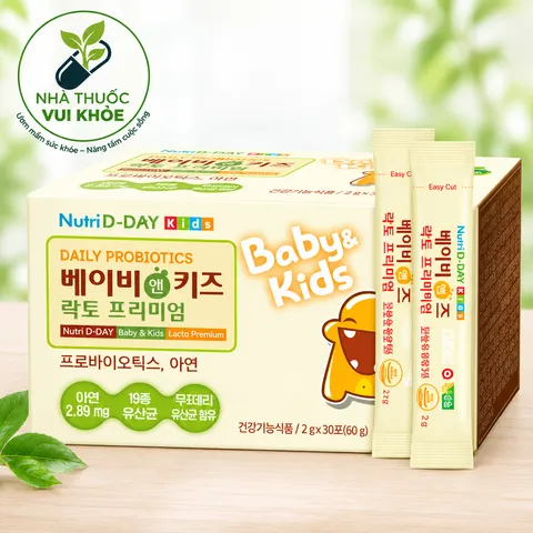 Men Vi Sinh Trẻ Em - Bổ Sung 6 Tỷ Lợi Khuẩn, Hỗ Trợ Tiêu Hóa và Sức Đề Kháng cho Trẻ Từ 1 Tuổi - Nutri D-Day Lacto Premium