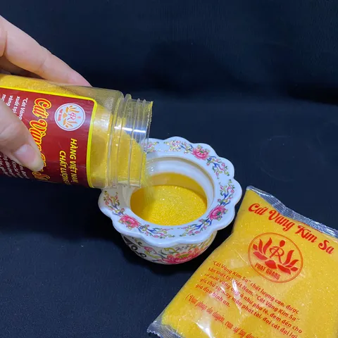 Cát Kim Sa Vàng Đặt Lư Hương,Cát Vàng Tro Đặt Lư Hương Thờ Cúng Loại Bịch 500Gam