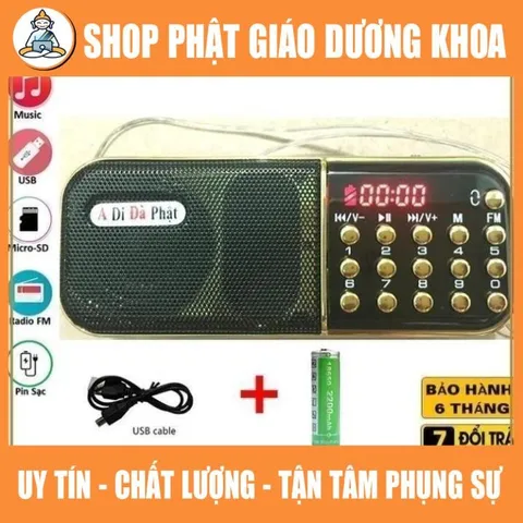 Máy nghe pháp A Di Đà Phật A100 - Loa mp3 A-100 đa năng nghe nhạc kinh phật đài FM - Loại 1 pin - thẻ nhớ - 3W DƯƠNG KHOA SHOP