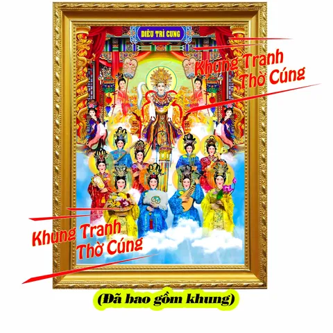 Tranh Mẹ Diêu Trì & Cửu Vị Tiên Nương + khung (Bảo hành gãy, vỡ) DƯƠNG KHOA SHOP HÓC MÔN