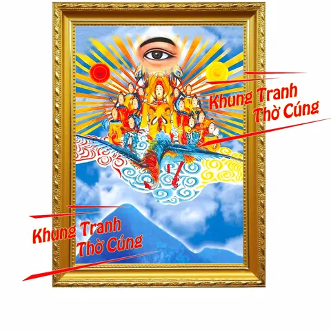 Tranh Mẹ Diêu Trì & Cửu Vị Tiên Nương + khung (Bảo hành gãy, vỡ) DƯƠNG KHOA SHOP HÓC MÔN