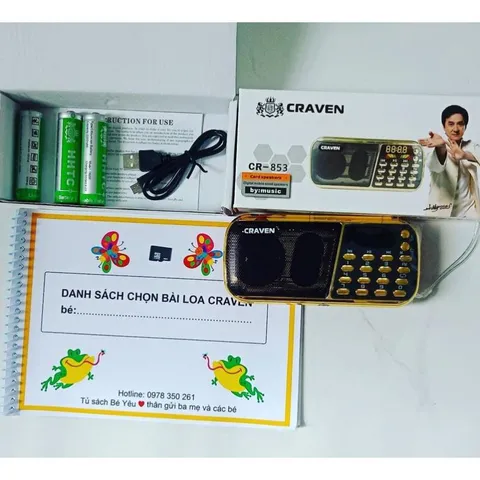 Trọn bộ máy nghe pháp Loa Đài CRAVEN CR-853, 3 Pin Siêu Khỏe, Nghe Pháp Niệm Phật (kèm sạc)