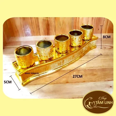 Chung Bộ 5 Ly Nước Thờ Cúng Kim Sa 8 cm 880374