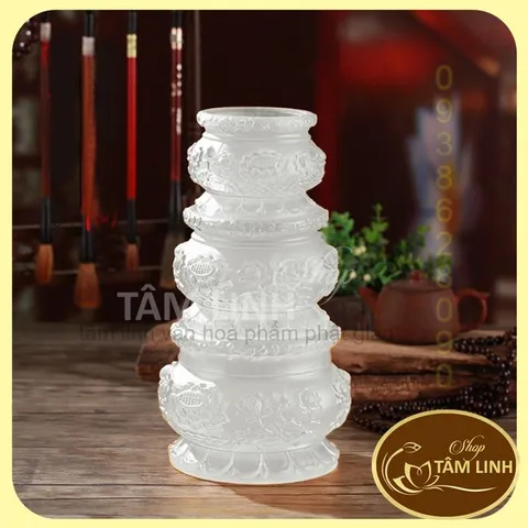 Ảnh Thật Lư Hương - Bát Nhang Hoa Sen Lưu Ly Trắng Hàng Đẹp.