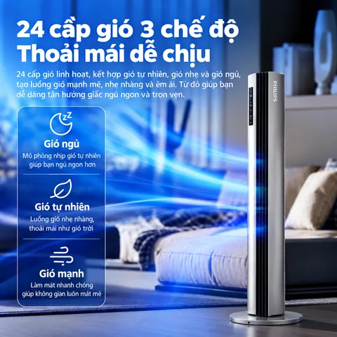 QUẠT THÁP CAO CẤP PHILIPS ACR3246TFV MÀU XÁM TITAN