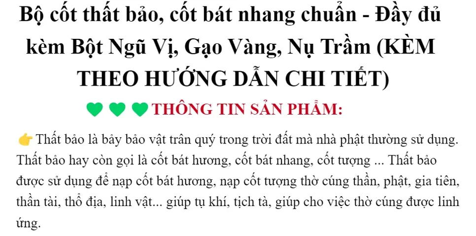 Bộ cốt thất bảo, cốt bát nhang chuẩn - Đầy đủ kèm Bột Ngũ Vị, Gạo Vàng, Nụ Trầm (KÈM THEO HƯỚNG DẪN CHI TIẾT)