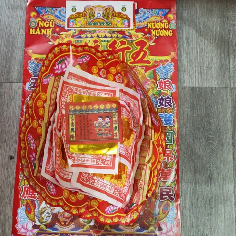 Giấy cúng bà NGŨ HÀNH NƯƠNG NƯƠNG - 1 bộ giấy cúng Ngũ Hành Nương Nươn