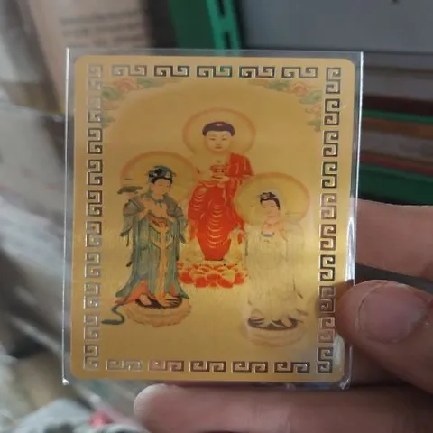 màng ép kim bài linh phù tam thế phật