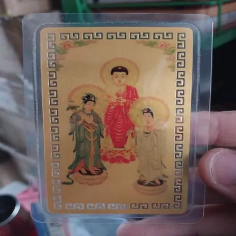 màng ép kim bài linh phù tam thế phật