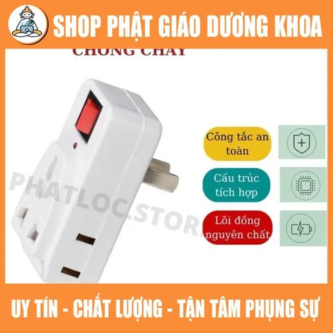 Phích cắm chuyển đổi đa năng MY-K4 1 ra 3, có công tắc, có đèn báo