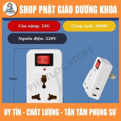 Phích cắm chuyển đổi đa năng MY-K4 1 ra 3, có công tắc, có đèn báo