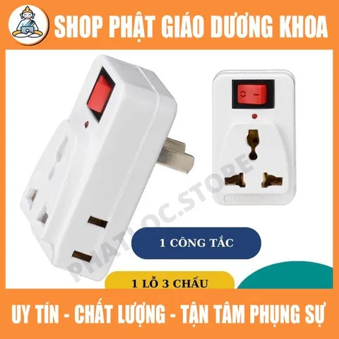 Phích cắm chuyển đổi đa năng MY-K4 1 ra 3, có công tắc, có đèn báo