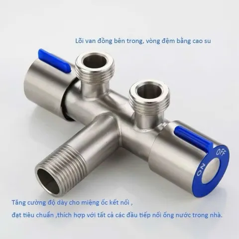 Van chia ga chia nước chữ Y 2 khoá độc lập, Van đồng, Van inox 304 hàng chất lượng cao