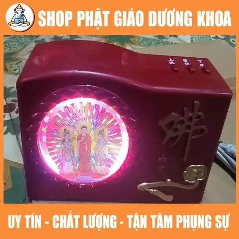 Máy niệm Phật tiếng hoa 62 bài có hào quang chiếu sáng xoay đẹp, máy niệm kinh tiếng hoa 62 bài DƯƠNG KHOA SHOP 880816