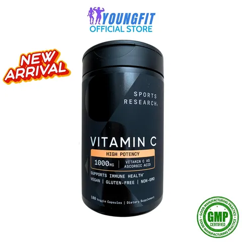 Viên Uống Bổ Sung Vitamin C Sports Research Thuần Chay Hỗ Trợ Tăng Đề Kháng Sức Khỏe - YoungFit