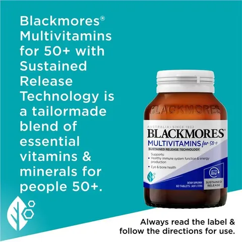 Blackmores Multivitamin For 50+ Sustained Release - Hỗ trợ sức khỏe mắt tăng cường chức năng hệ thần kinh chính hãng Úc