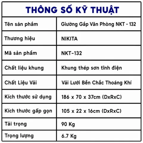 Giường Gấp Văn Phòng Nikita NKT – 132