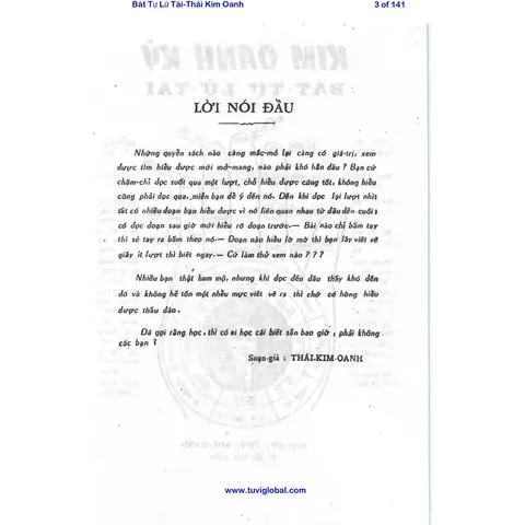 Bát Tự Lữ Tài (Kim Oanh Ký III) – Soạn Giả Thái Kim Oanh