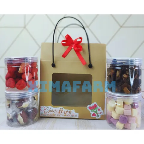 COMBO 4 HŨ TRÁI CÂY SẤY THĂNG HOA | XIMAFARM | TẶNG KÈM HỘP QUÀ .