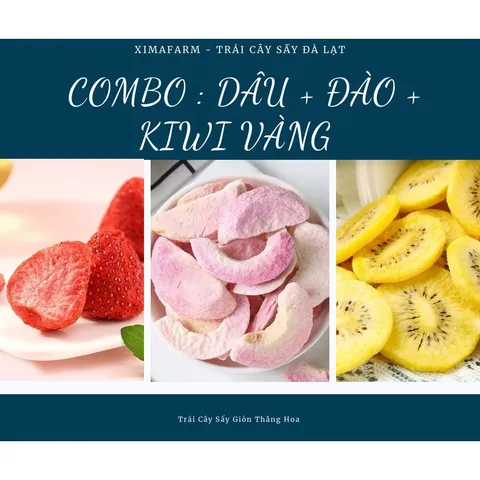 COMBO 3 Túi Trái Cây Sấy Giòn Dâu Đào Sầu Riêng Măng Cụt Kiwi Sung Thơm , Công Nghệ Sấy Thăng Hoa 881590