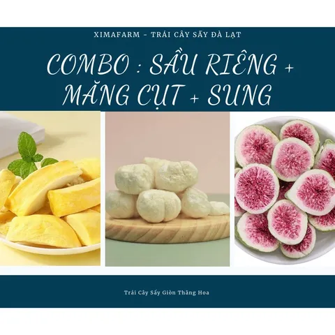 COMBO 3 Túi Trái Cây Sấy Giòn Dâu Đào Sầu Riêng Măng Cụt Kiwi Sung Thơm , Công Nghệ Sấy Thăng Hoa 881590