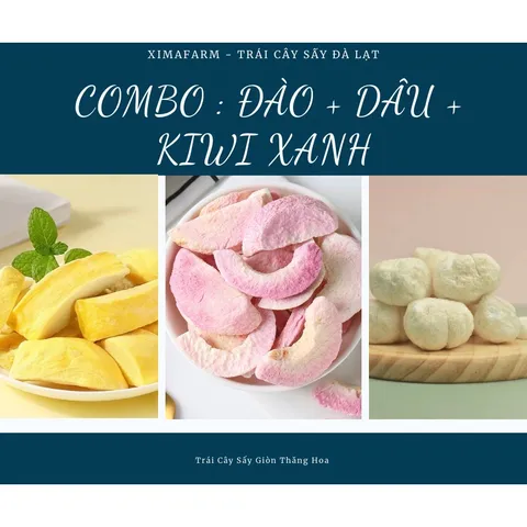 COMBO 3 Túi Trái Cây Sấy Giòn Dâu Đào Sầu Riêng Măng Cụt Kiwi Sung Thơm , Công Nghệ Sấy Thăng Hoa 881590