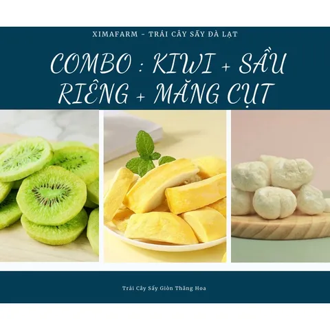 COMBO 3 Túi Trái Cây Sấy Giòn Dâu Đào Sầu Riêng Măng Cụt Kiwi Sung Thơm , Công Nghệ Sấy Thăng Hoa 881590