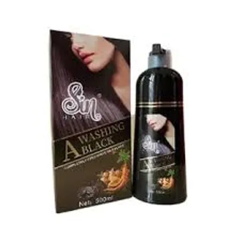 (Hàng ngoại) Dầu gội phủ bạc nhuộm đen tóc Sin Hair A Washing Black - Giải pháp tự nhiên cho tóc bạc, phục hồi màu sắc và sức khỏe tóc