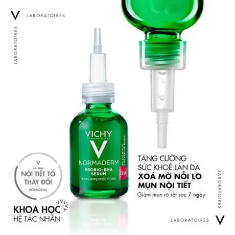 (Hàng ngoại) Serum Giảm Mụn Vichy Normaderm Probio BHA & AHA - Dưỡng Ẩm, Làm Sáng Da, Dành Cho Da Nhờn và Da Mụn