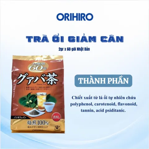 Trà Lá Ổi ORIHIRO Hỗ Trợ Giảm Cân, Hỗ Trợ Đường Tiêu Hóa - Ngăn Ngừa Các Bệnh Tim Mạch 60 Gói/Túi