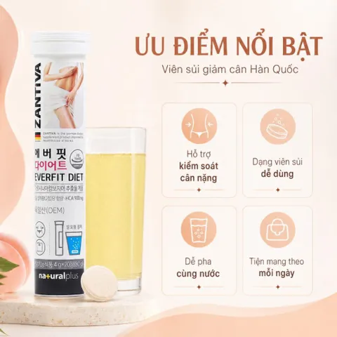 Viên Sủi Giảm Cân ZANTIVA EVERFIT DIET Hàn Quốc Giảm giảm cân an toàn hiệu quả - hoanggamkorea